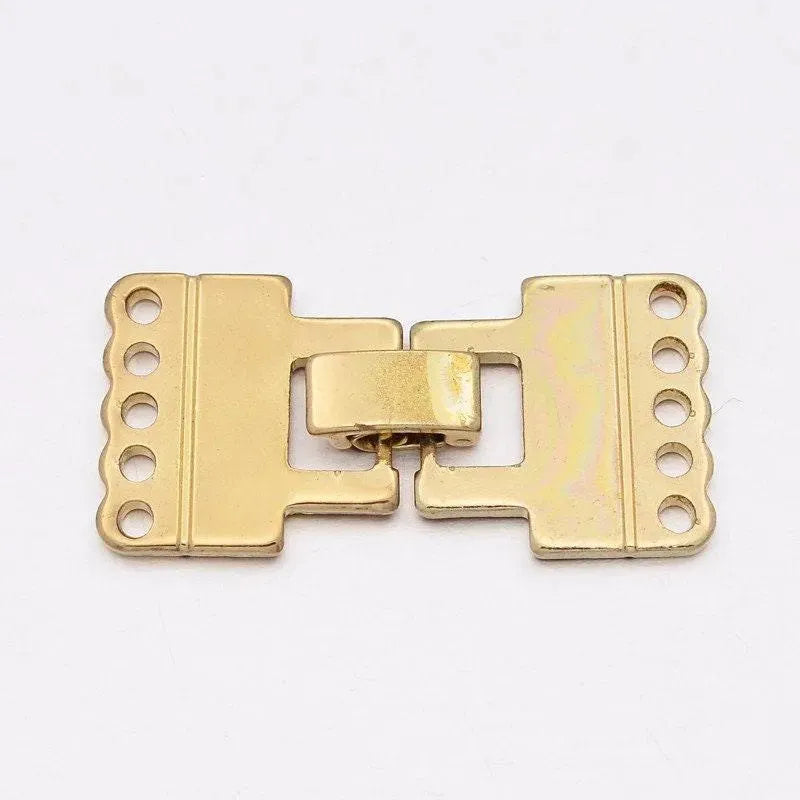 Flat Foldover Clasps, 2 or 5 Strand, Light Gold Plating, 1 or 2 Sets - The Argus Collection