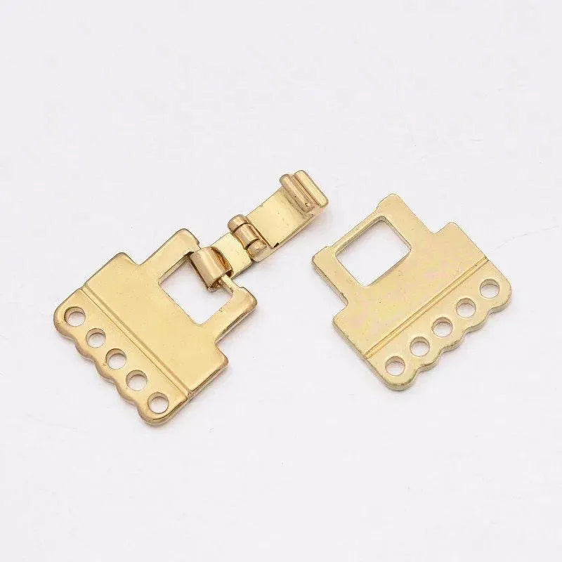 Flat Foldover Clasps, 2 or 5 Strand, Light Gold Plating, 1 or 2 Sets - The Argus Collection