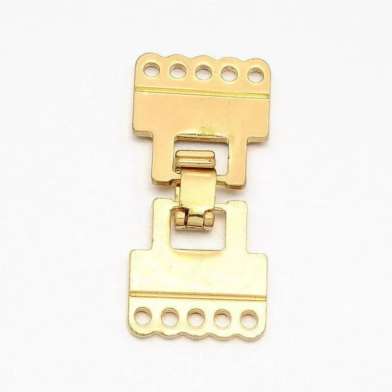 Flat Foldover Clasps, 2 or 5 Strand, Light Gold Plating, 1 or 2 Sets - The Argus Collection