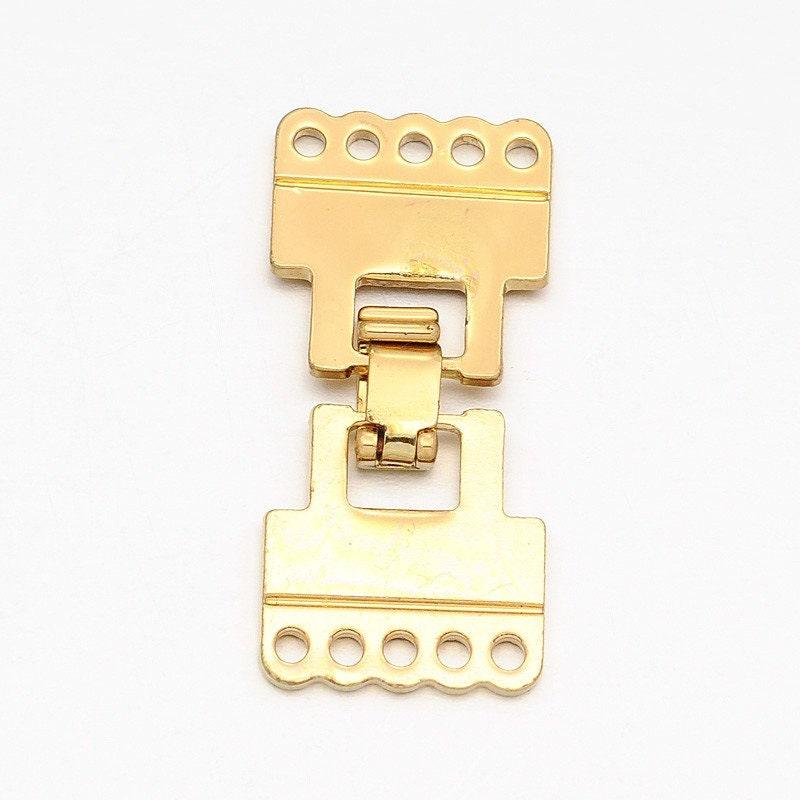 Flat Foldover Clasps, 2 or 5 Strand, Light Gold Plating, 1 or 2 Sets - The Argus Collection