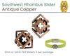 Southwest Cross Rhombus Sliders for Leather or Cork, 5mm or 10mm in 3 Finishes - The Argus Collection