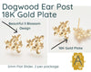 Dogwood, Earring Posts or Studs, 18K Gold Plate, 2 Pair - The Argus Collection