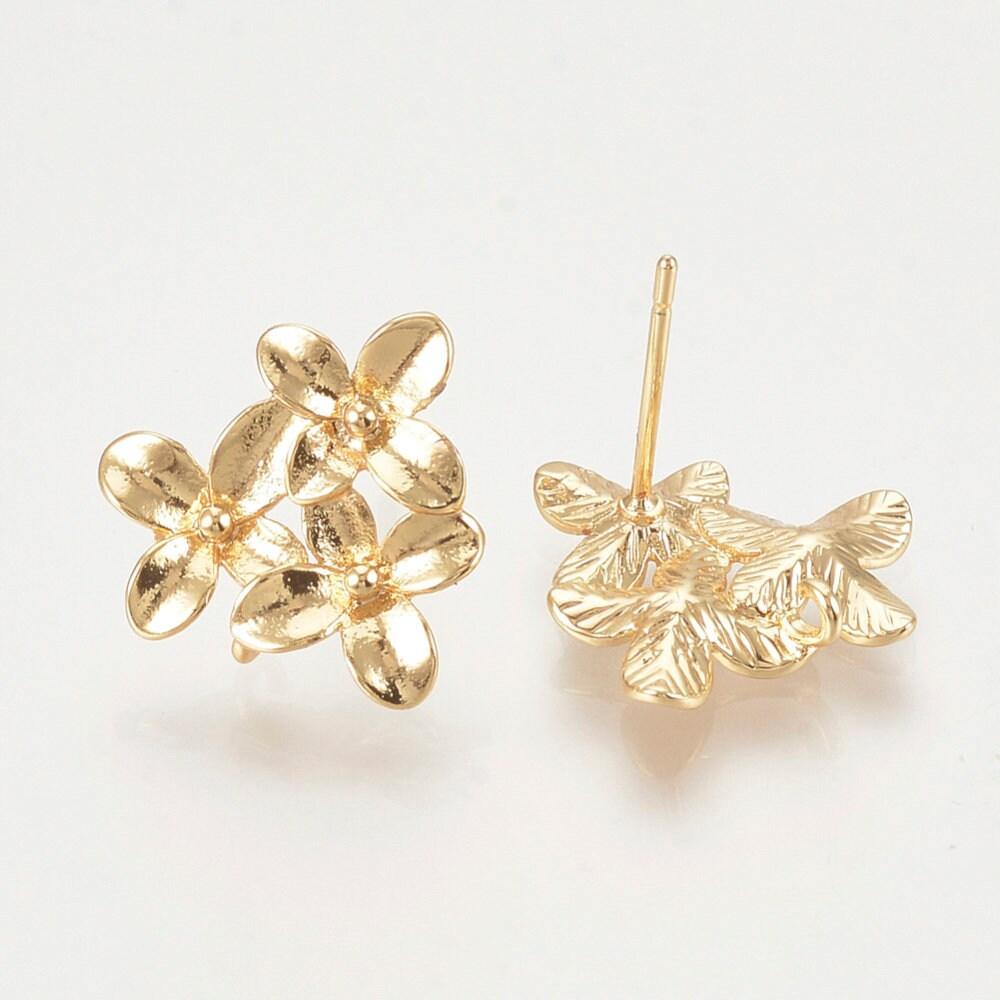 Dogwood, Earring Posts or Studs, 18K Gold Plate, 2 Pair - The Argus Collection