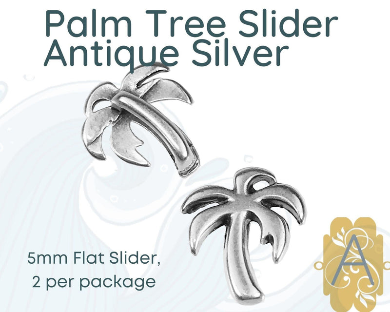 Palm Tree Sliders, 5mm, Flat Leather or Cork, 4 Stunning Finishes - The Argus Collection