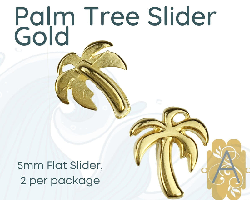 Palm Tree Sliders, 5mm, Flat Leather or Cork, 4 Stunning Finishes - The Argus Collection