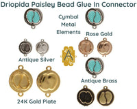 Driopida, Cymbal Paisley Bead Glue-In Connectors, 2 Pcs. 4 Finishes - The Argus Collection