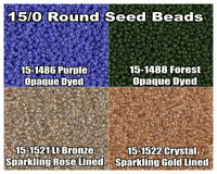 15/0 Miyuki Round Seed Beads 8.2g 15-1486, 15-1488, 15-1521, 15-1522 - The Argus Collection