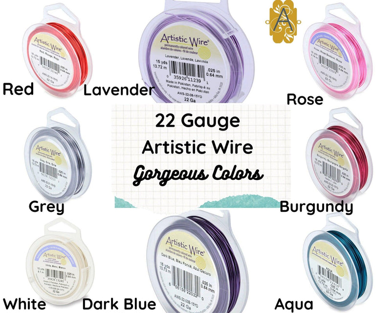 22 Gauge Artistic Wire, Silver Plated Finish in 8 Colors - The Argus Collection