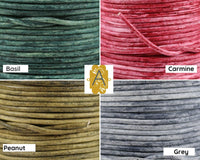 Superior Round Weathered Leather Cording, 1mm, 1.5mm & 2mm,Sold per yard, 7 Colors - The Argus Collection