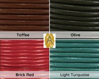 Superior Round Leather, 1mm, Sold per yard, 6 Colors - The Argus Collection