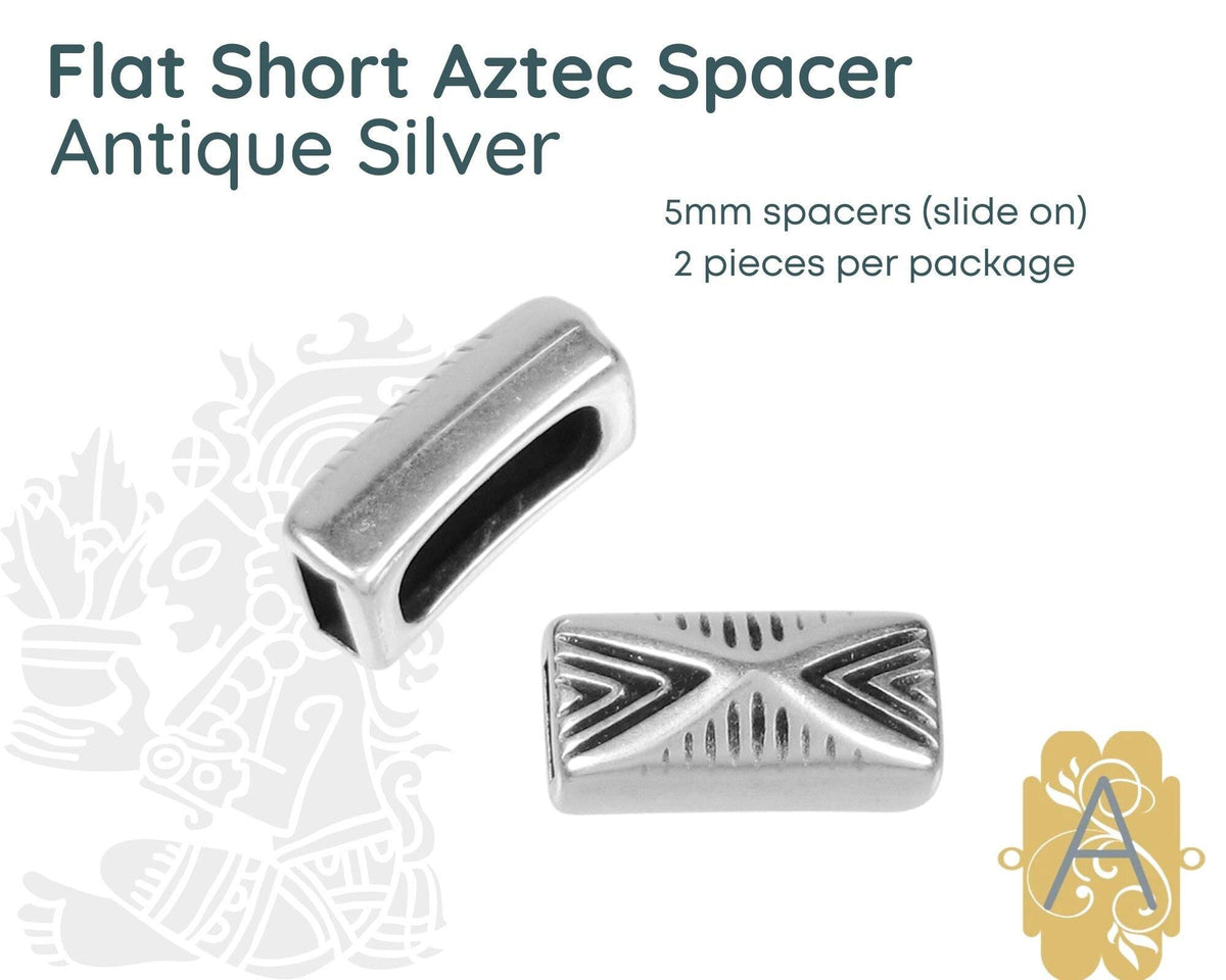 Flat Aztec Spacer Bars, 2 Sizes in Antique Silver - The Argus Collection