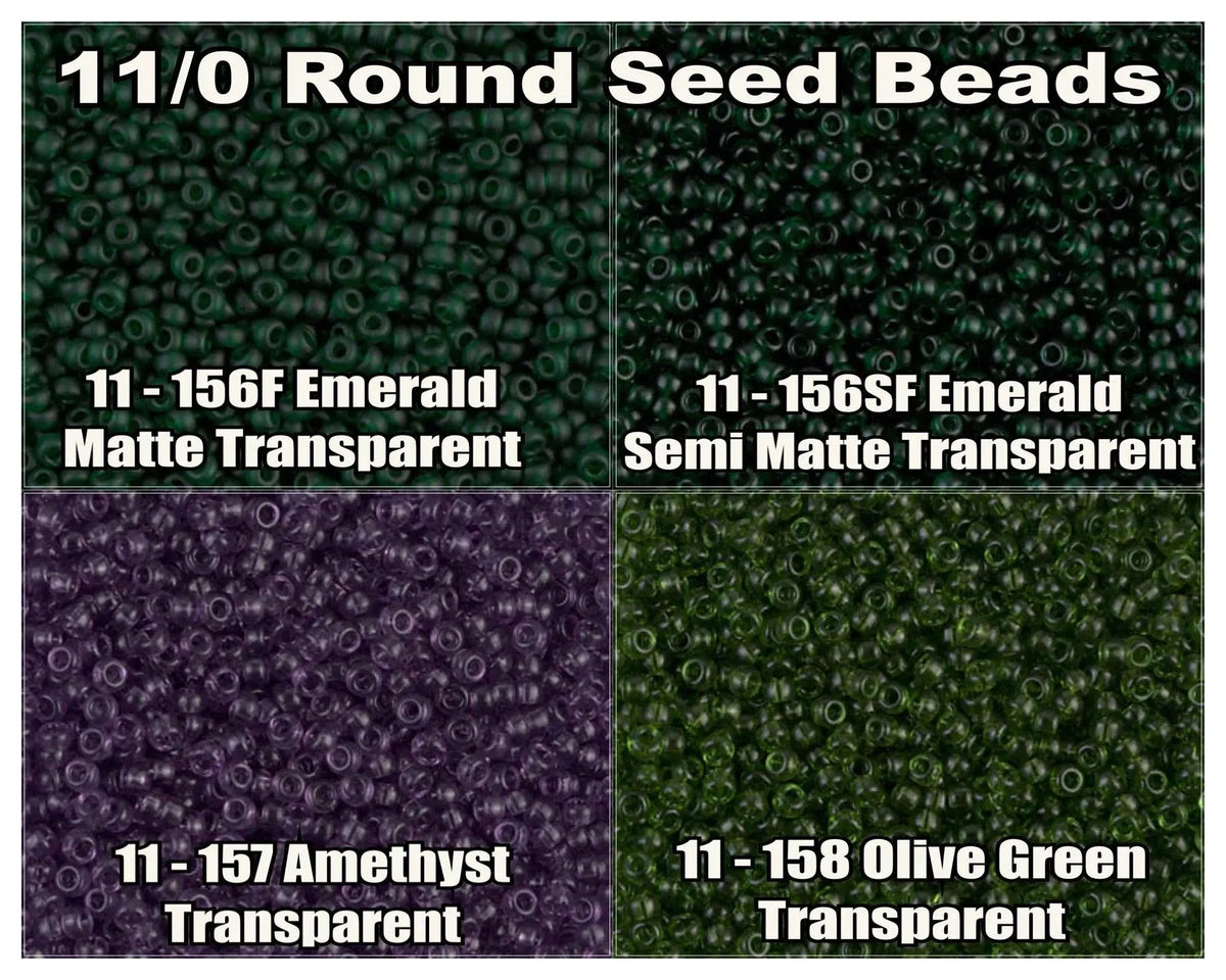 11/0 Miyuki Seed Beads 23g, 11-0156F, 11-0156SF, 11-0157, 11-0158 - The Argus Collection