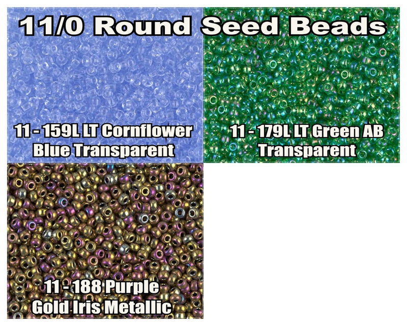 11/0 Miyuki Seed Beads 23g, 11-0159L, 11-0179L, 11-0188 - The Argus Collection