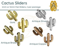 Cactus Sliders for Leather or Cork, 5mm or 10mm Sizes in 4 Finishes - The Argus Collection