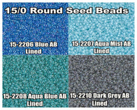 15/0 Miyuki Round Seed Beads, 8.2g 15-2206, 2207, 2208, 2210 - The Argus Collection