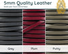 Superior Flat Euro Leather, 5mm, sold per foot , 19 Colors - The Argus Collection