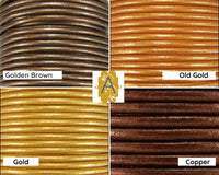 Metallic Round Leather, 1mm, 1.5mm & 2mm, Sold by the yard, Metallic 16 Colors - The Argus Collection