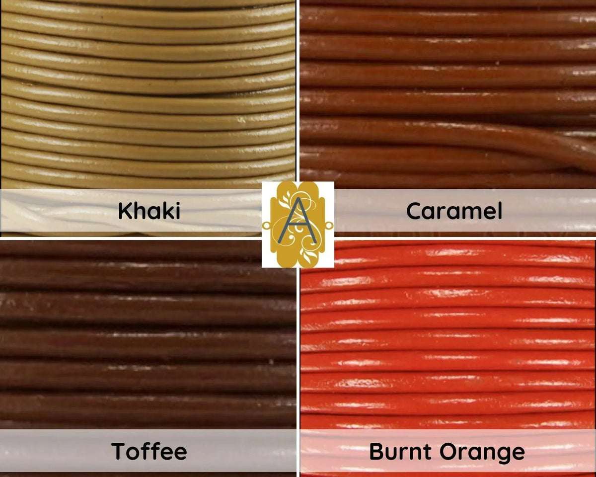 Superior Round Leather, 2mm, Sold per yard, 11 Colors - The Argus Collection