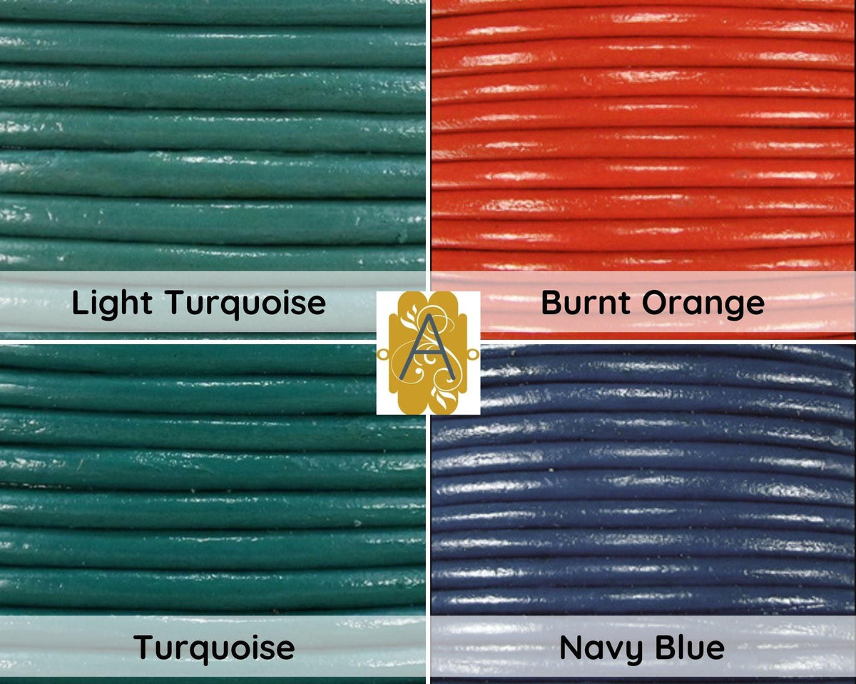 Superior Round Leather, 1.5mm, Sold by the yard, 15 Colors - The Argus Collection