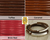 Superior Round Leather, 1.5mm, Sold by the yard, 15 Colors - The Argus Collection