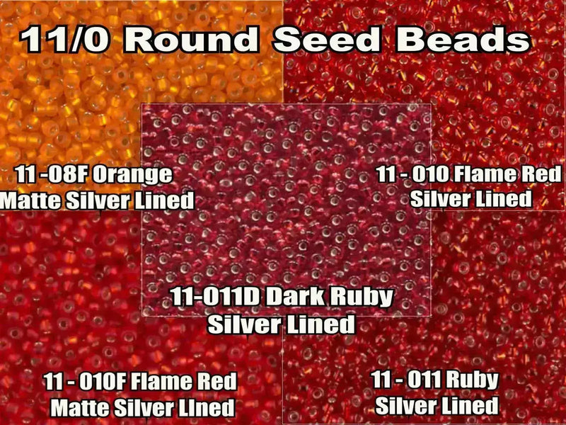 11/0 Miyuki Seed Beads 23g, 11-0008F, 11-0010, 11-0010F, 11-0011, 11-0011D - The Argus Collection