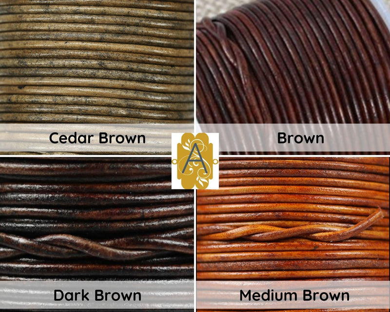 Superior Round Leather, 1mm, 1.5mm, & 2mm, Sold per yard, Natural Collection 11 Colors - The Argus Collection