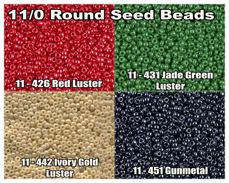 11/0 Miyuki Seed Beads 23g, 11-0426, 11-0431, 11-0442, 11-0451 - The Argus Collection