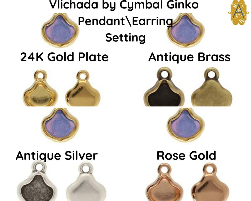 Vlichada, Cymbal Ginko Bead Pendant Setting, 2 Pcs. 4 Finishes - The Argus Collection