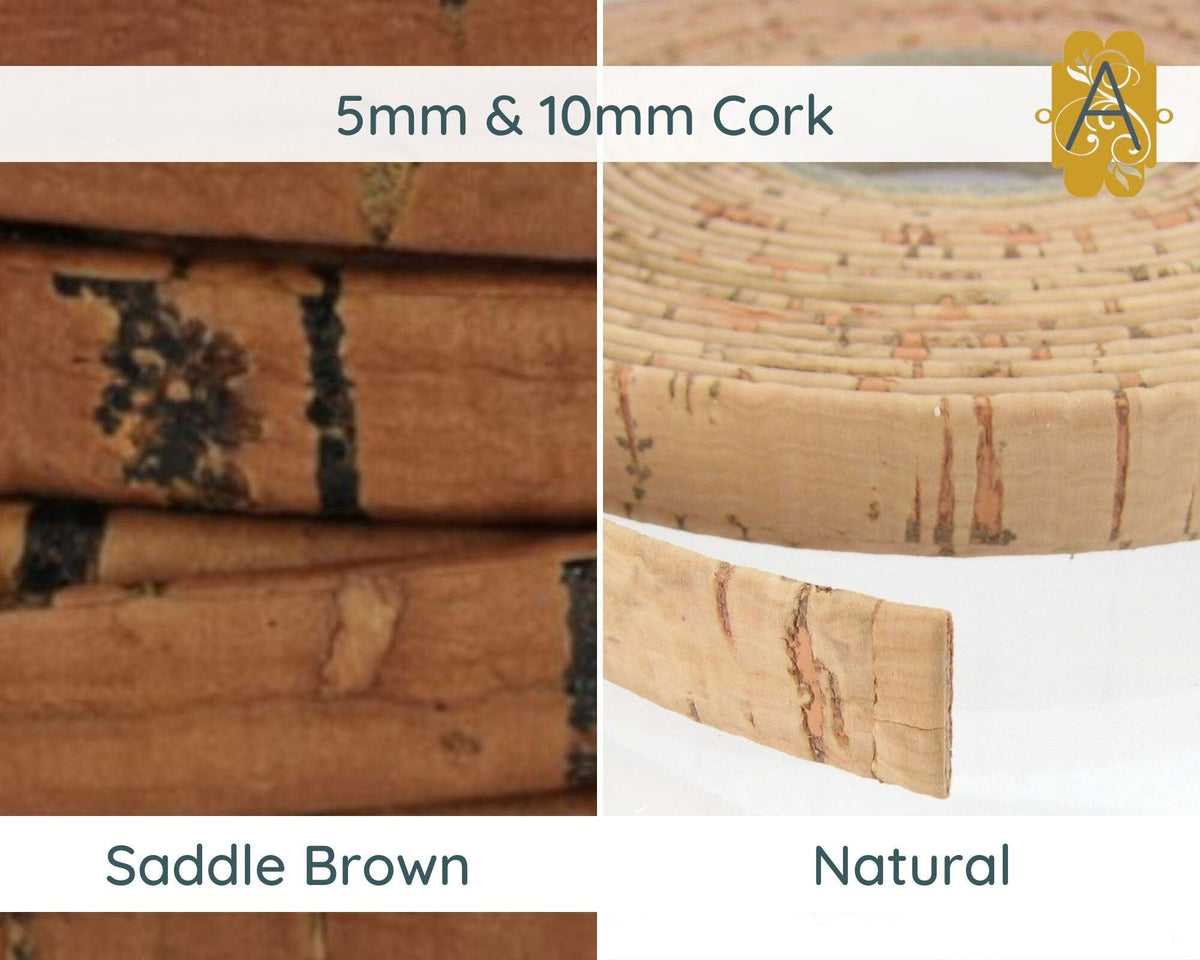 Flat European Cork, 5mm or 10mm, in 11 Colors - The Argus Collection