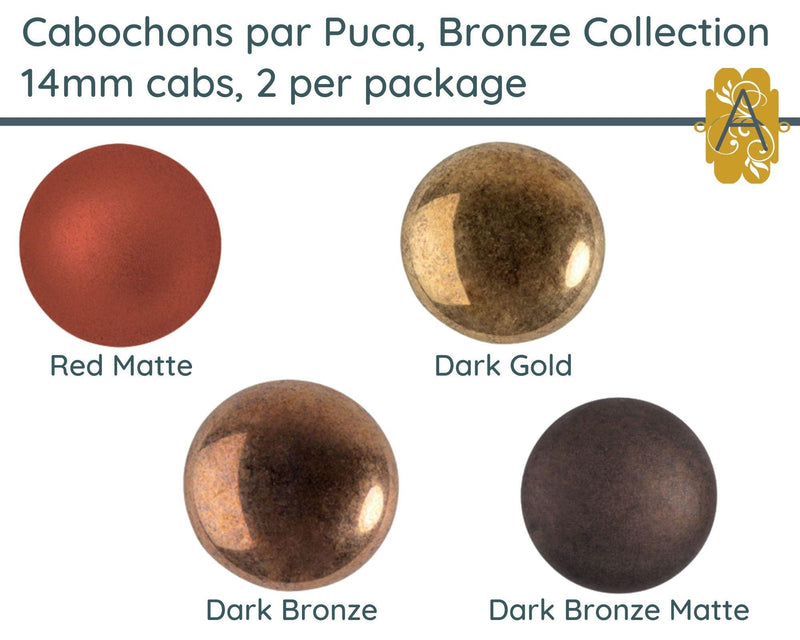 Cabochons par Puca, 14mm, Bronze Collection - The Argus Collection