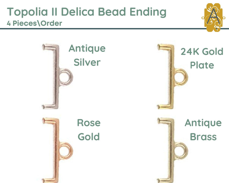 Topolia II, III and IV, Cymbal Delica Bead Ending or Connector, 4 Finishes - The Argus Collection