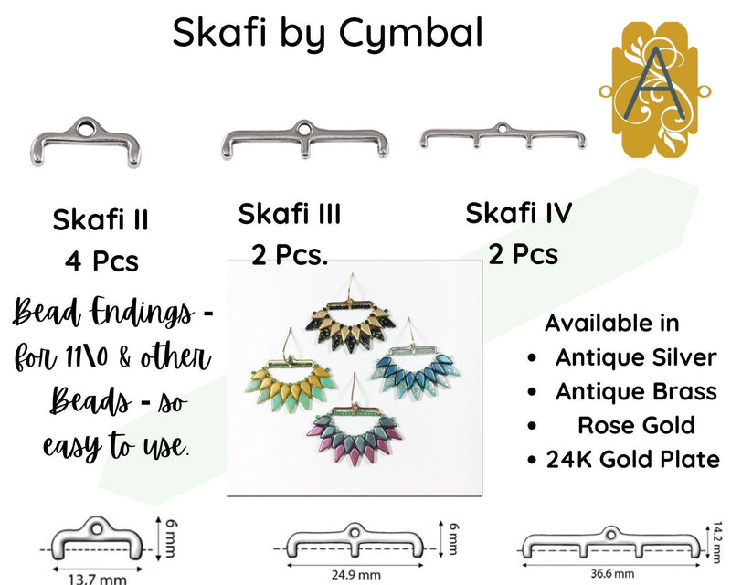 Skafi II, III, IV, Cymbal 11/0 Bead Ending or Connector, 4 Finishes - The Argus Collection