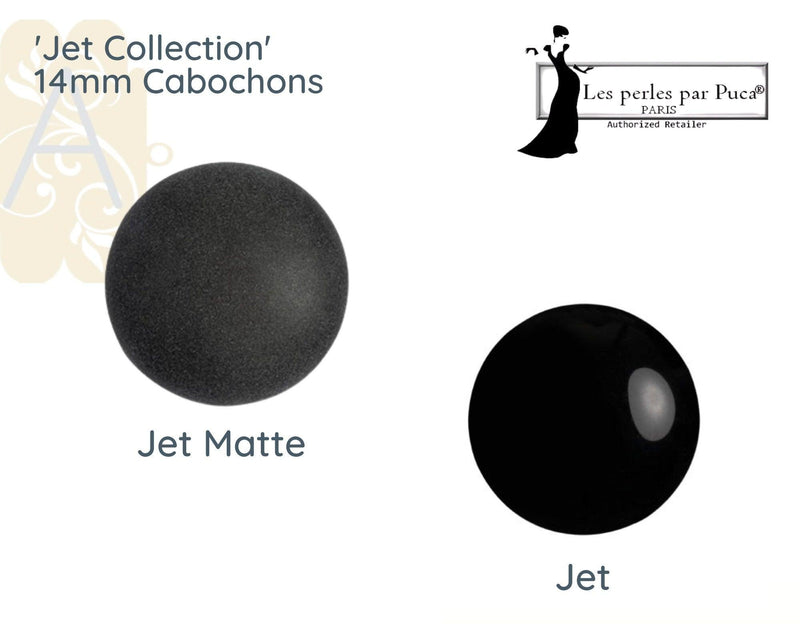 Cabochons par Puca, 14mm, Jet Collection - The Argus Collection