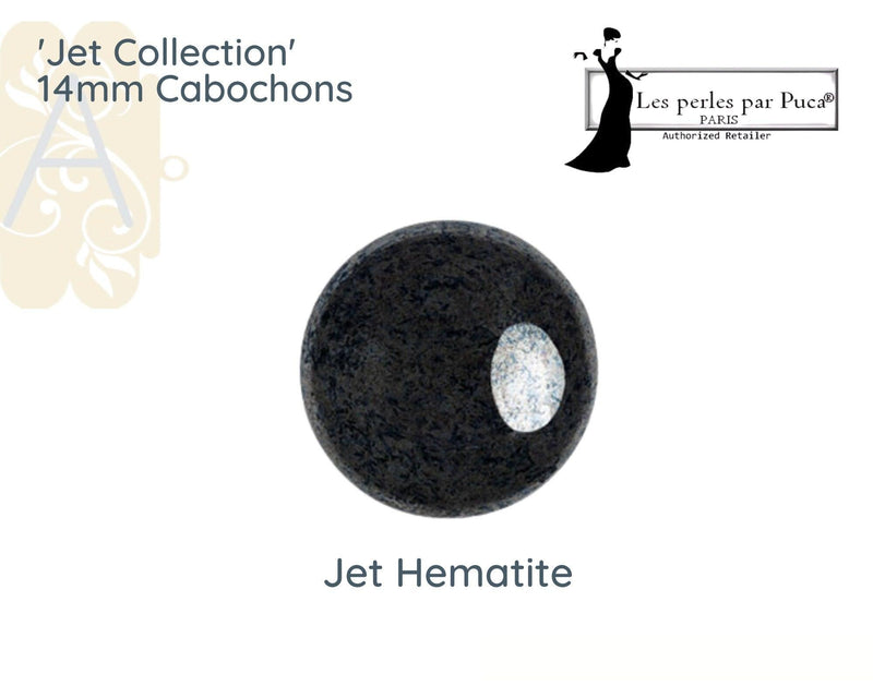 Cabochons par Puca, 14mm, Jet Collection - The Argus Collection