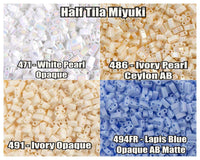 Miyuki Half Tila, 4 colours, HTL471, HTL486, HTL491, HTL494FR - The Argus Collection