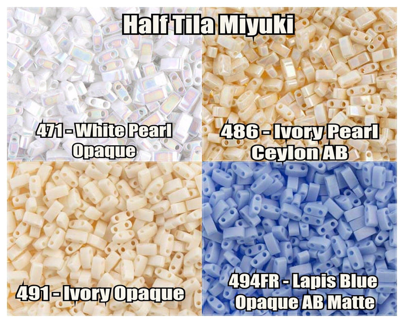 Miyuki Half Tila, 4 colours, HTL471, HTL486, HTL491, HTL494FR - The Argus Collection