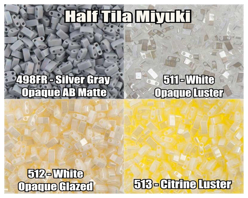 Miyuki Half Tila, 4 colours, HTL498FR, HTL511, HTL512, HTL513 - The Argus Collection