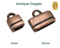 Flat Rectangle Loop Ends for Leather or Cork (glue-in), 5mm or 10mm, in 4 Finishes - The Argus Collection