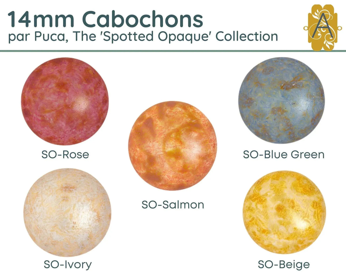 Cabochons par Puca, 14mm, Spotted Collection - The Argus Collection