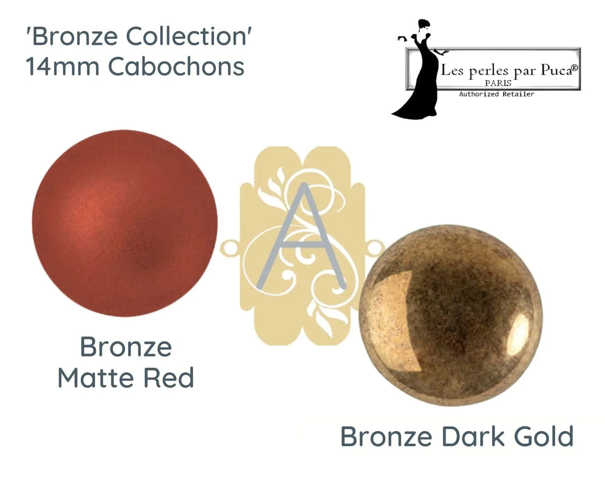 Cabochons par Puca, 14mm, Bronze Collection - The Argus Collection