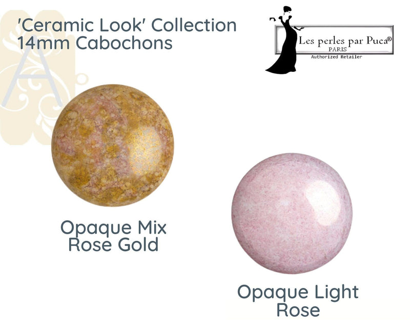 Cabochons par Puca, 14mm, Ceramic Look Collection - The Argus Collection