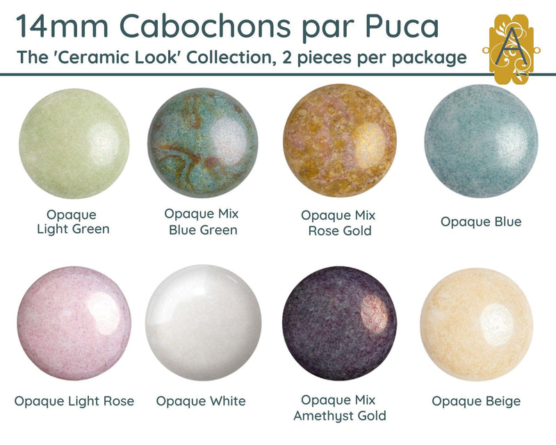 Cabochons par Puca, 14mm, Ceramic Look Collection - The Argus Collection