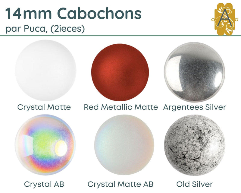 Cabochons par Puca, 14mm Assorted Finishes - The Argus Collection