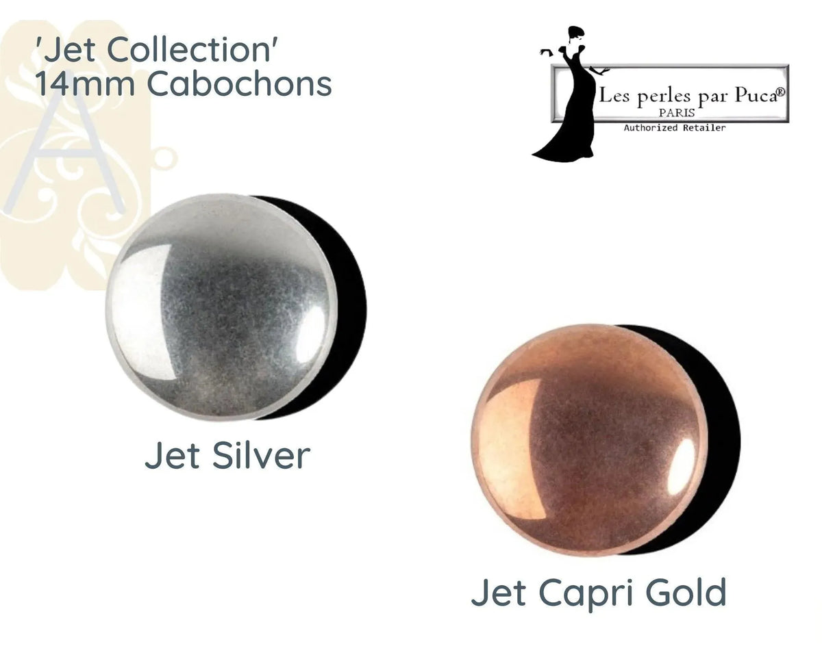 Cabochons par Puca, 14mm, Jet Collection - The Argus Collection