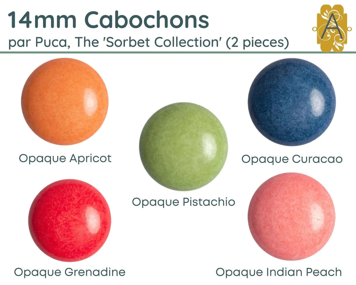 Cabochons par Puca, 14mm, The Sorbet Collection - The Argus Collection