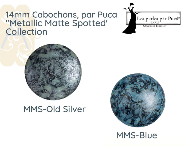 Cabochons par Puca, 14mm, Metallic Matte Spotted Collection - The Argus Collection