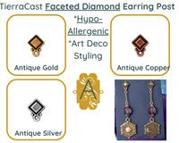 TierraCast FACETED DIAMOND Earring Posts or Studs, Titanium Posts, Hypoallergenic, 1 Pair\Order - ArgusCollection