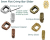 Crimp Bar Slider, for 3, 5 or 10mm, 2 Pcs. Locks into Place - The Argus Collection