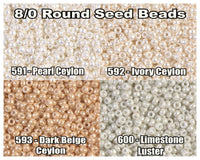 8/0 Miyuki Seed Beads, 10g. - The Argus Collection