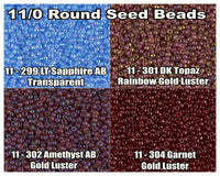 11/0 Miyuki Seed Beads 8.5g, 23g, 11-0299, 11-0301, 11-0302, 11-0304 - The Argus Collection